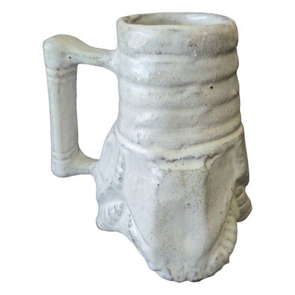 Handmade American Stoneware Muh Pottery White Folkart Primitive Stoneware - Picture 2 of 3